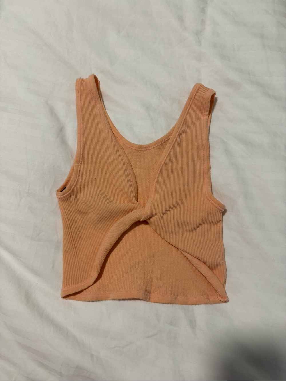 Urban Outfitters Peach Ribbed Twist-Front Crop Tank